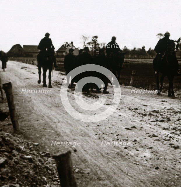 Soldiers on a road, c1914-c1918. Artist: Unknown.