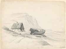 House and Boat at the Shore, c. 1835-1840. Creator: Seth Wells Cheney.