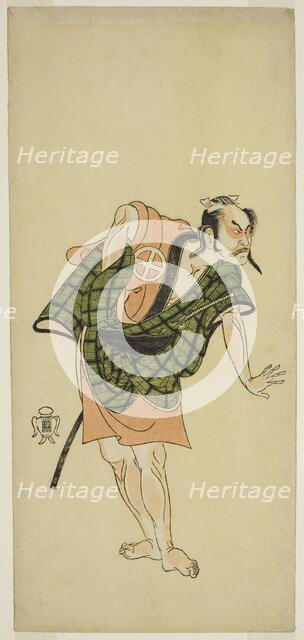 The Actor Otani Hiroji III as Onio Shinzaemon (?) in the Play Bunshin Sugatami Soga (?)..., c. 1765. Creator: Shunsho.