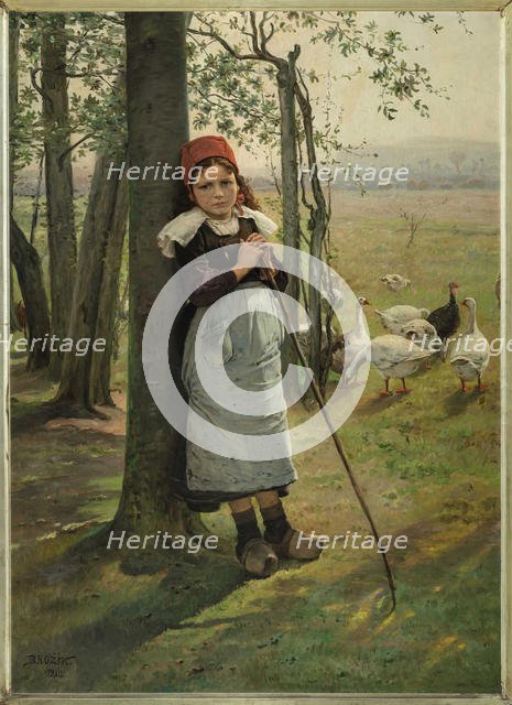 The Goose Girl, ca 1885. Creator: Brozík, Vaclav (1851-1901).