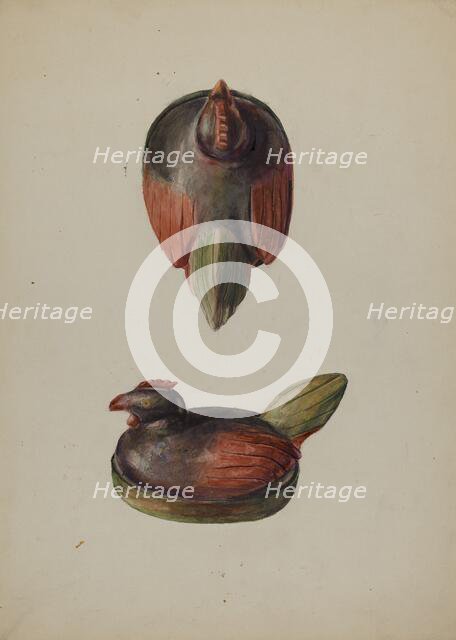 Pa. German Carved Wooden Chicken, c. 1937. Creator: Robert Harlow.