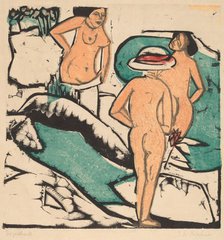 Women Bathing Between White Stones, 1912. Creator: Ernst Kirchner.
