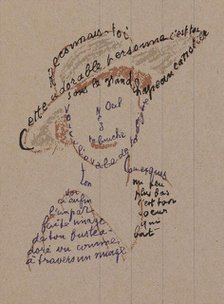 Calligram: "Reconnais-toi", poem to Louise de Coligny-Chatillon, February 9, 1915, 1915. Creator: Apollinaire, Guillaume (1880-1918).