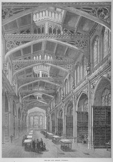 Interior view of Guildhall Library, City of London, 1872.                                            Artist: Anon