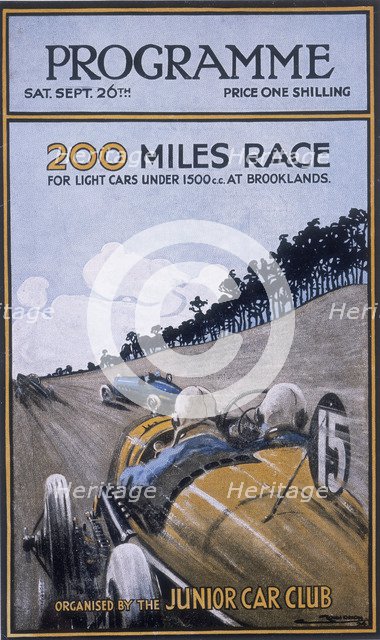 Programme for the 200 miles race, Brooklands, 1925. Artist: Unknown