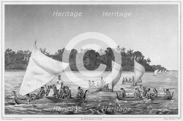 Navigation, Lower Caroline Islands, Lukunor Group, 19th century. Creators: Alexander Postels, Victor Adam.