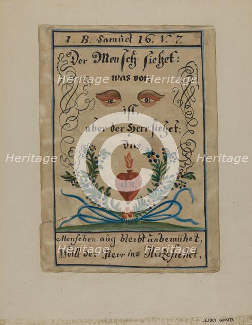 Pa. German Illustrated Fractur, c. 1939. Creator: Jerry Guinta.