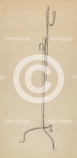 Rush and Candle Stand, c. 1939. Creator: Irene Lawson.