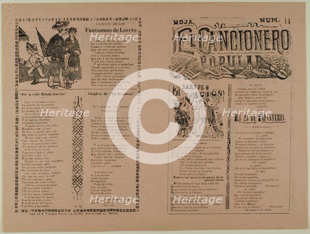 El cancionero popular, hoja num. 14 (The Popular Songbook, Sheet No. 14), n.d. Creator: José Guadalupe Posada.