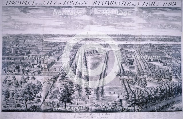Panoramic view of London, 1720. Artist: Johannes Kip