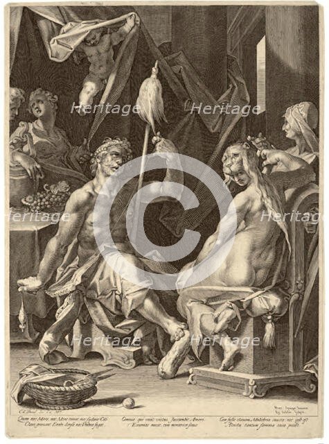 Hercules and Omphale, c. 1600. Creator: Aegidius Sadeler II.