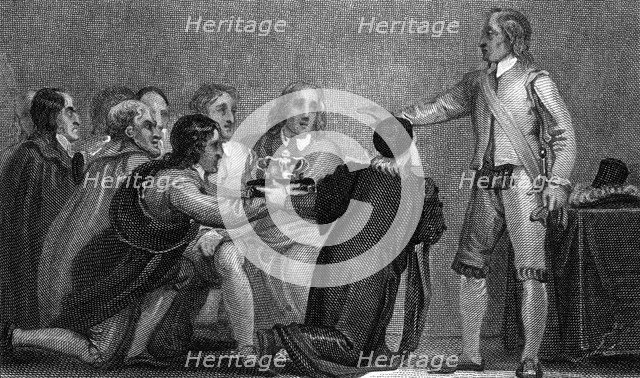 Oliver Cromwell rejecting the crown, 1650s. Artist: Unknown