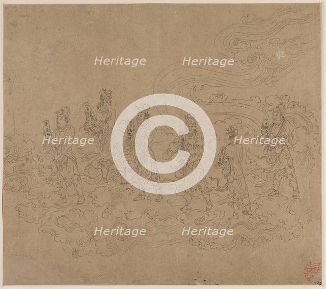 Album of Daoist and Buddhist Themes: Procession of Daoist Deities: Leaf 23, 1200s. Creator: Unknown.