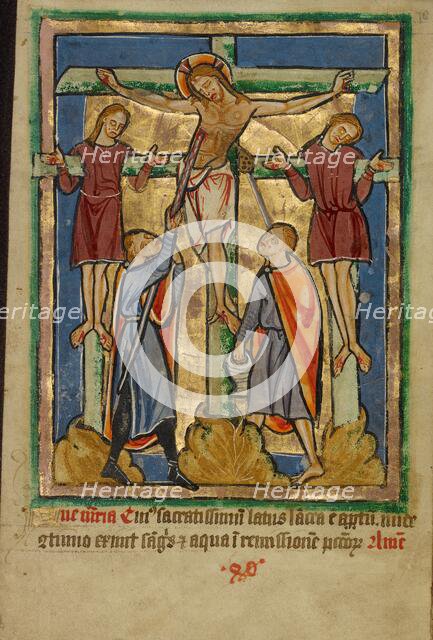 Crucifixion and the Piercing of the Side, about 1190-1200; text added about 1480-1490. Creator: Unknown.
