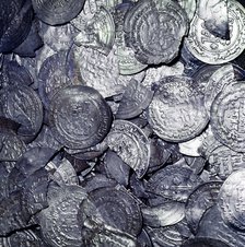 Hoard of silver & Arab coins from a Viking grave, Sweden, 10th century. Artist: Unknown