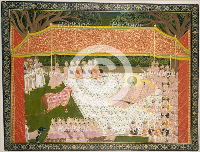 Maharana Sarup Singh Inspects a Prize Stallion, 1845-46. Creator: Tara.