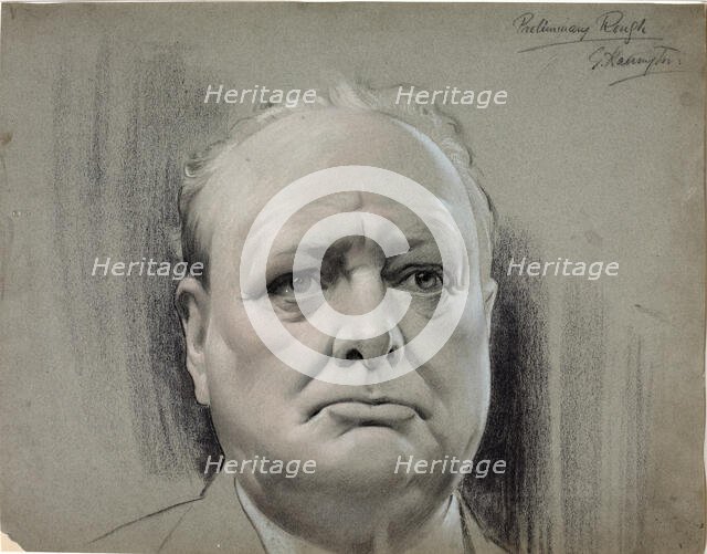 Winston Churchill, between 1939 and 1946. Creators: Central Office of Information, G Harington.