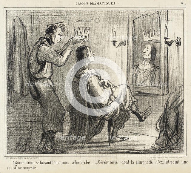 Agamemnon se faisant couronner à huis-clos, 1856. Creator: Honore Daumier.