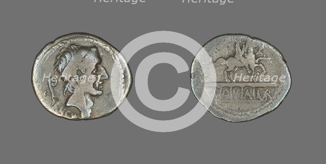 Denarius (Coin) Depicting King Ancus Marcius, 56 BCE, issued by L. Marcius Philippus. Creator: Unknown.