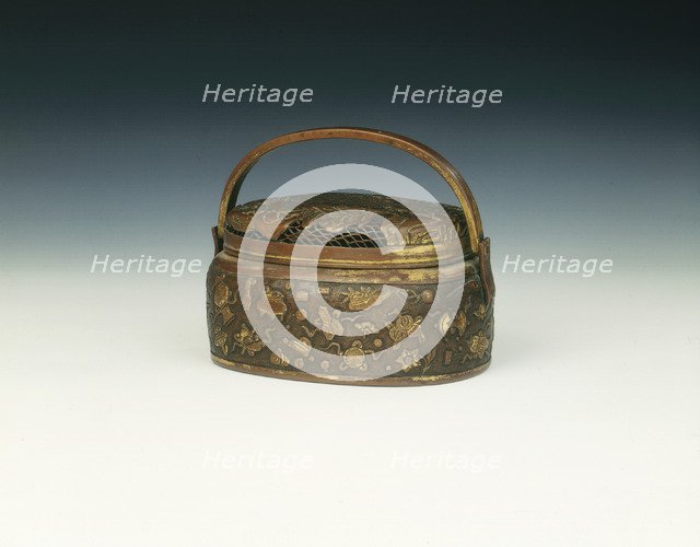 Gilded copper hand warmer, China, 1600-1650. Artist: Unknown