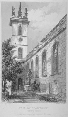 Church of St Mary Somerset, City of London, 1812. Artist: Joseph Skelton