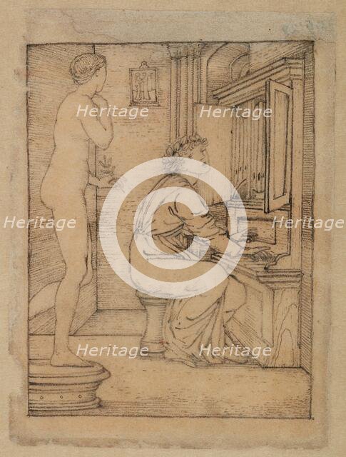 Pygmalion and the Image - Study for Pygmalion playing the Organ, 1867. Creator: Sir Edward Coley Burne-Jones.