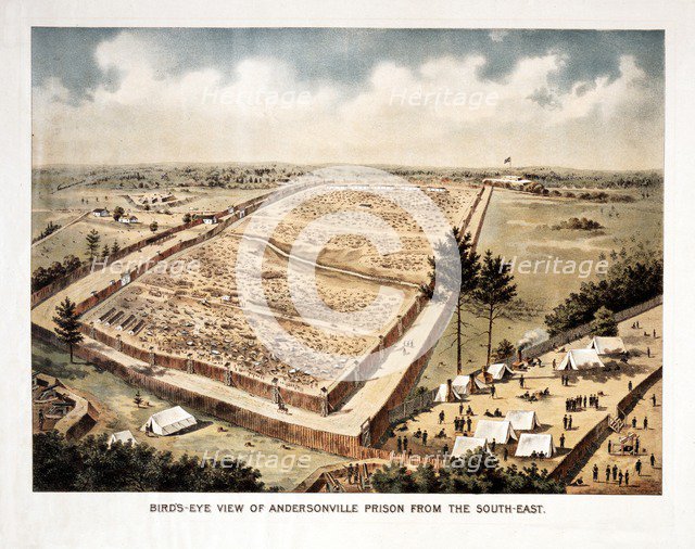 Bird's-Eye View of Andersonville Prison, from the South-East, c.1890.