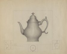 Pewter Coffee Pot, c. 1936. Creator: Henry Meyers.