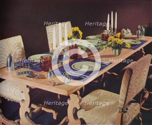 A dining table, c1939. Artist: Unknown.