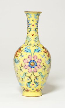 Vase with Floral Scrolls, Qing dynasty (1644-1911), Qianlong reign mark and period (1736-1795). Creator: Unknown.