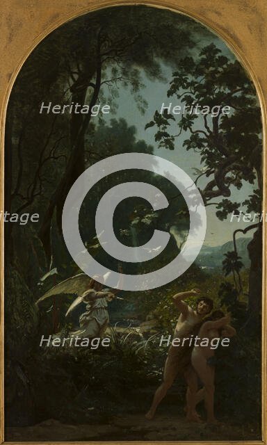 Esquisse pour l'église de la Trinité : Adam et Eve chassés du paradis, 1877. Creator: François Louis Français.