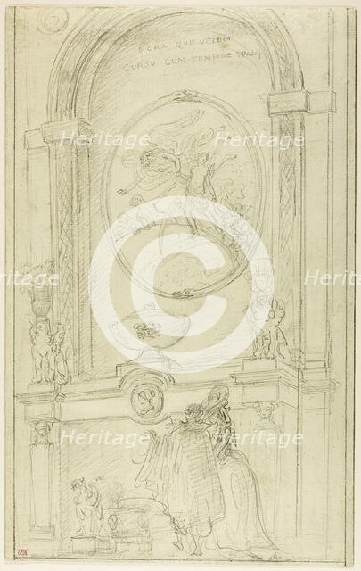 Interior with a Couple Before a Chimney-Piece, c. 1785. Creator: Hubert Robert.