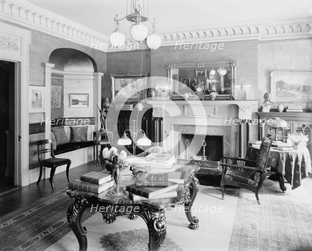 Library, four-story townhouse, possibly New York, N.Y., between 1900 and 1905. Creator: Unknown.