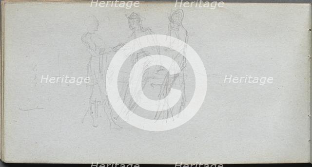 Sketchbook, page 42: Three Figures. Creator: Ernest Meissonier (French, 1815-1891).