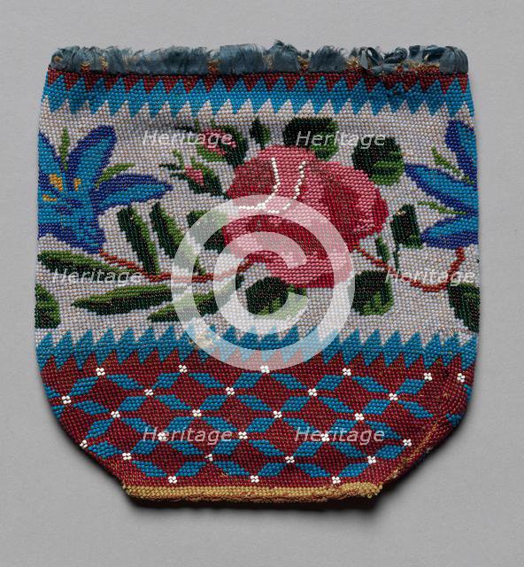 Beaded Bag (floral motif), early 19th century. Creator: Unknown.