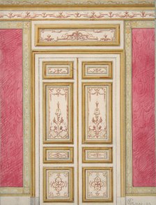 Design for double doors decorated in the rococo style, 1867. Creators: Jules-Edmond-Charles Lachaise, Eugène-Pierre Gourdet.