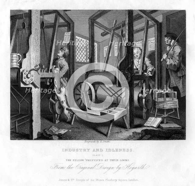 'The fellow 'prentices at their looms', plate I of 'Industry and Idleness', 1833.Artist: E Smith