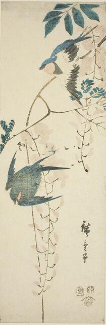 Swallows and wisteria, 1854. Creator: Ando Hiroshige.