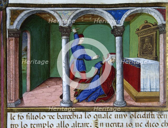 Miniature depicting Jesus remembering that God sent his prophets and that they killed them..., 1476. Creator: Cristoforo De Predis.