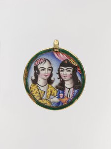 Portrait of a Couple in a Round Pendant, Iran, late 18th century. Creator: Unknown.