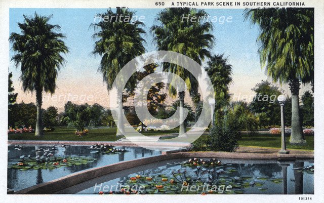 'A Typical Park Scene in Southern California', USA, 1924. Artist: Unknown