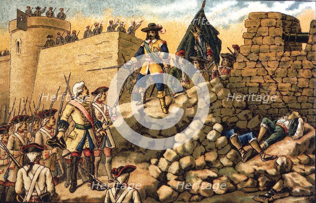 Siege of Barcelona in 1714 by the troops of Philip V, negative to the offer of surrender of the c…