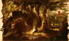 Wooded Landscape with Figures, 1837 or 1838. Creator: Thomas Cole.