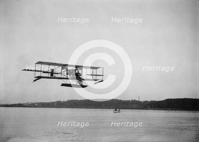 Lieutenant Theodore G. Ellyson, U.S.Navy, Testing Seaplane On Potomac, 1911. Creator: Harris & Ewing.