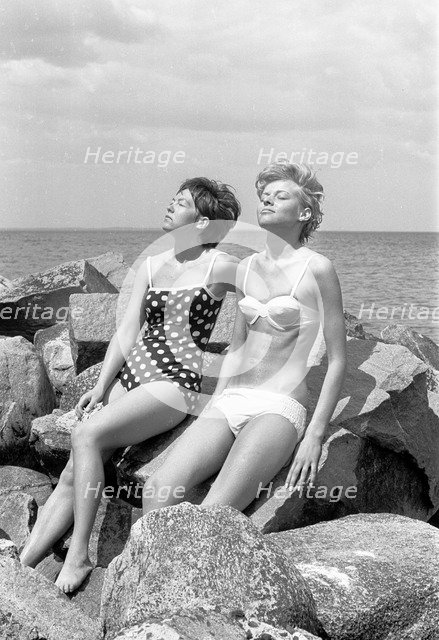 Sunbathing by the Oresund, Bostahusen, Landskrona, Sweden, 1965. Artist: Unknown