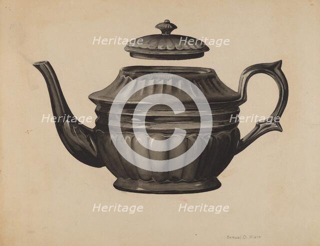 Teapot, c. 1937. Creator: Samuel O. Klein.