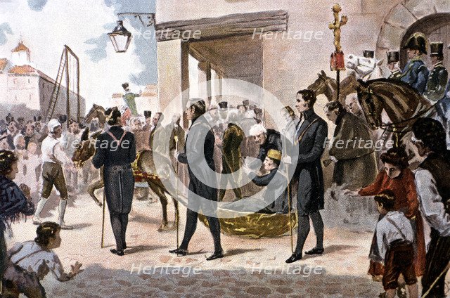 Ignominious transfer to the gibbet of General Rafael del Riego, 1823.