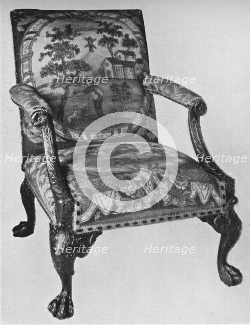 'Chippendale Mahogany Arm-Chair with Needlework Upholstery',  mid 18th century, (1928). Artist: Thomas Chippendale.