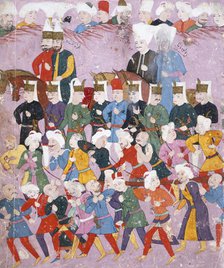 Sultan Osman II (reigned 1618-1622) with His Vizier Davud Pasha in a Procession..., c1620-22. Creator: Unknown.