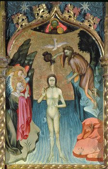 Altarpiece of St John the Baptist, table of Baptism of Jesus by John the Baptist, Barcelona 1420/…